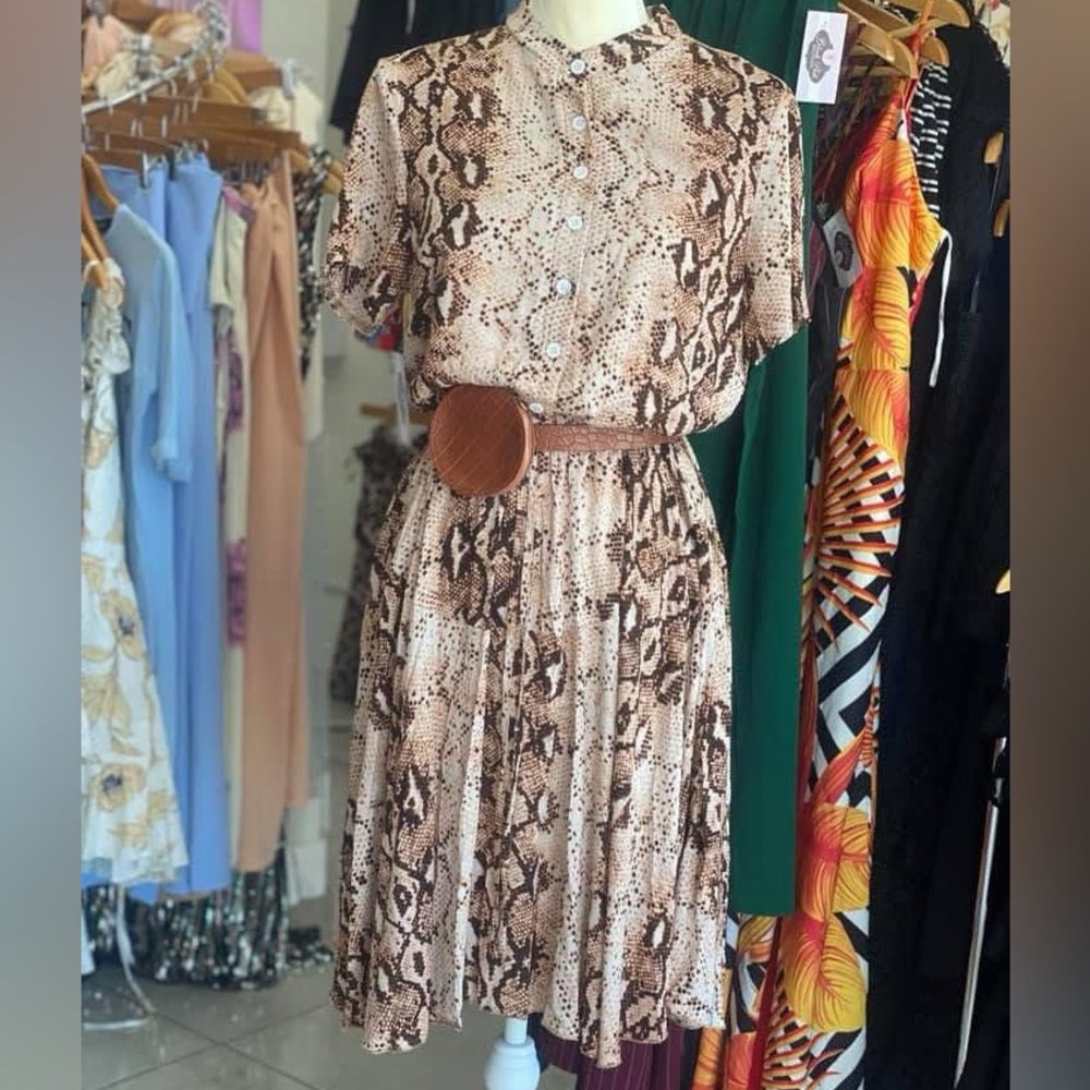 Brown Snake Print Dress